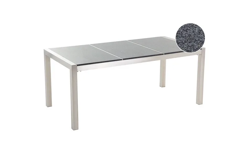 Trädgårdsbord Beliani Grosseto Grå/Silver, 90x180x74 cm Grey||Silver
