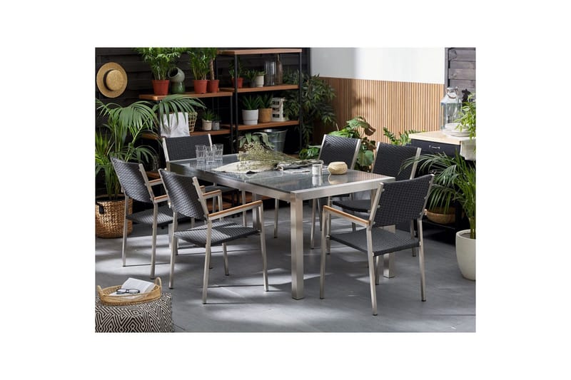 Trädgårdsbord Beliani Grosseto Grå/Silver, 90x180x74 cm Grey||Silver - Hagemøbler & utemiljø - Hagebord - Spisebord ute