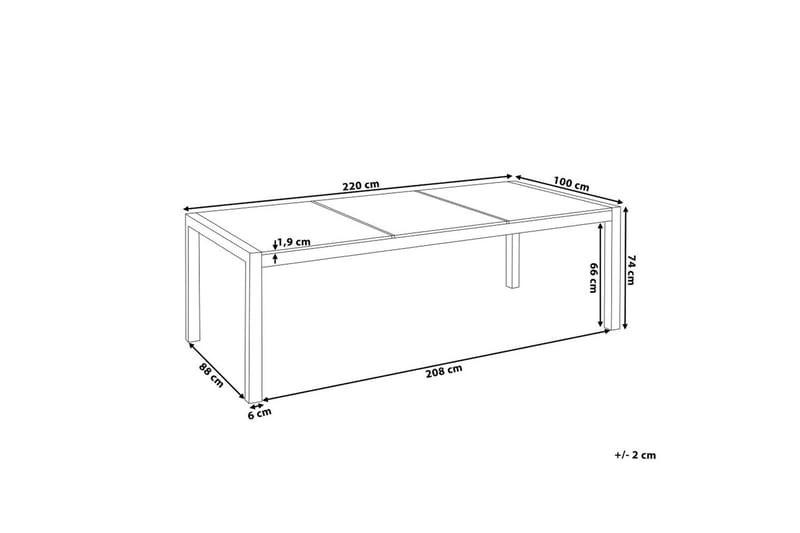 Trädgårdsbord Beliani Grosseto Grå/Svart/Silver, 100x220x74 cm Grey||Black||Silver - Hagemøbler & utemiljø - Hagebord - Spisebord ute