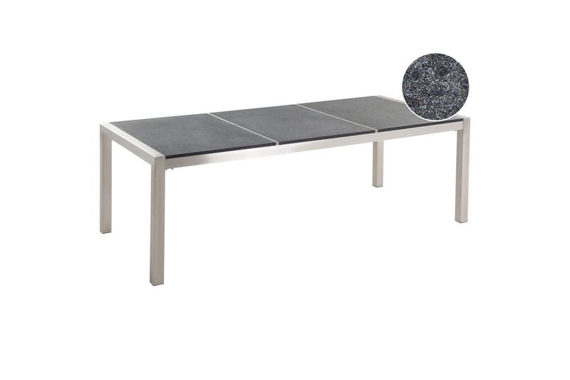 Trädgårdsbord Beliani Grosseto Grå/Svart/Silver, 100x220x74 cm Grey||Black||Silver