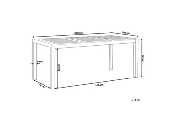 Trädgårdsbord Beliani Grosseto Grå/Svart/Silver, 100x220x74 cm Light wood||Silver - Hagemøbler & utemiljø - Hagebord - Spisebord ute