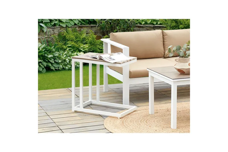 Trädgårdsbord Beliani Messina Ljus trä/vit, 35x60x59 cm Light wood||White - Hagemøbler & utemiljø - Hagebord - Spisebord ute