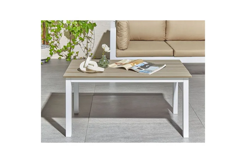 Trädgårdsbord Beliani Messina Ljus trä/vit, 52x96x50 cm Light wood||White - Hagemøbler & utemiljø - Hagebord - Spisebord ute