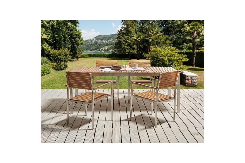 Trädgårdsbord Beliani Viareggio Light wood||Silver - Hagemøbler & utemiljø - Hagebord - Spisebord ute
