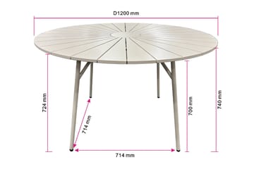Tunis Spisebord Utendørs 120 cm Rundt - Beige - Hagemøbler & utemiljø - Hagebord - Spisebord ute