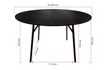 Tunis Spisebord Utendørs 120 cm Rundt - Svart - Hagemøbler & utemiljø - Hagebord - Spisebord ute