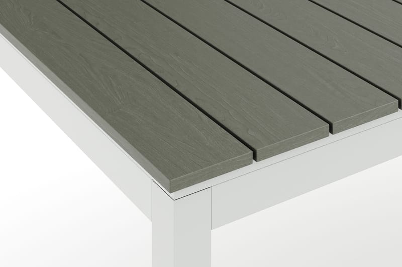 Tunis Uttrekkbart Spisebord Utendørs 205/305x90 cm Rektangulært - Hvit/Grå - Hagemøbler & utemiljø - Hagebord - Spisebord ute