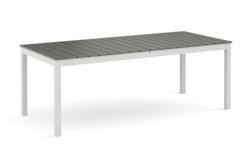 Tunis Uttrekkbart Spisebord Utendørs 205/305x90 cm Rektangulært - Hvit/Grå - Hagemøbler & utemiljø - Hagebord - Spisebord ute
