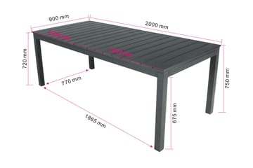 Tunis Uttrekkbart Spisebord Utendørs 205/305x90 cm Rektangulært - Svart - Hagemøbler & utemiljø - Hagebord - Spisebord ute