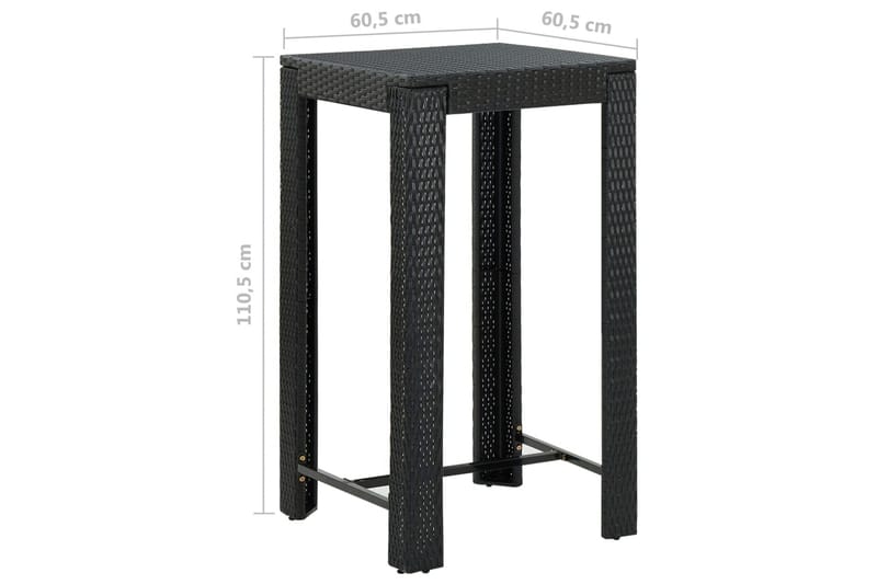Utendørs barbord svart 60,5x60,5x110,5 cm polyrotting - Svart - Barbord utendørs