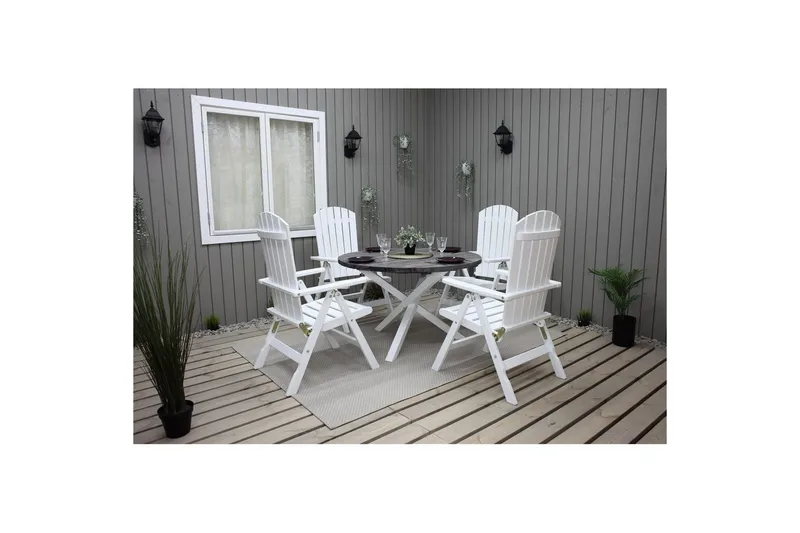 Utendørs Bord Scottsdale Round - Shabby Chic grå med hvite ben - Hagemøbler & utemiljø - Hagebord - Spisebord ute