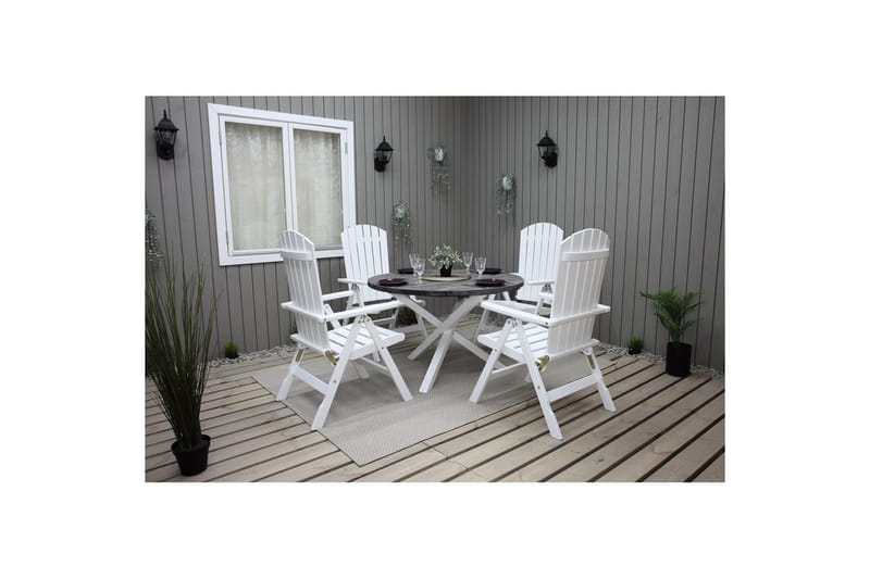 Utendørs Bord Scottsdale Round - Shabby Chic grå med hvite ben - Hagemøbler & utemiljø - Hagebord - Spisebord ute