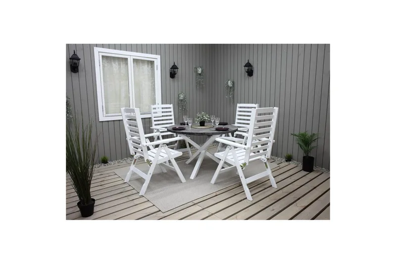 Utendørs Bord Scottsdale Round - Shabby Chic grå med hvite ben - Hagemøbler & utemiljø - Hagebord - Spisebord ute