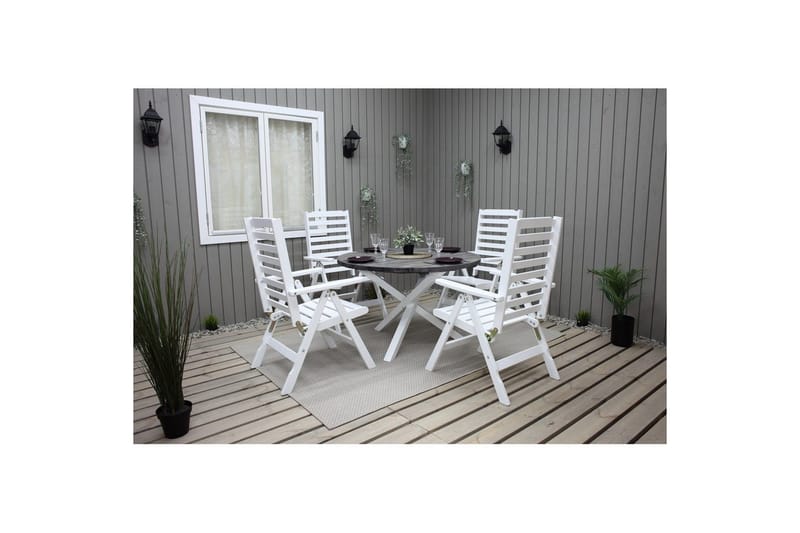 Utendørs Bord Scottsdale Round - Shabby Chic grå med hvite ben - Hagemøbler & utemiljø - Hagebord - Spisebord ute