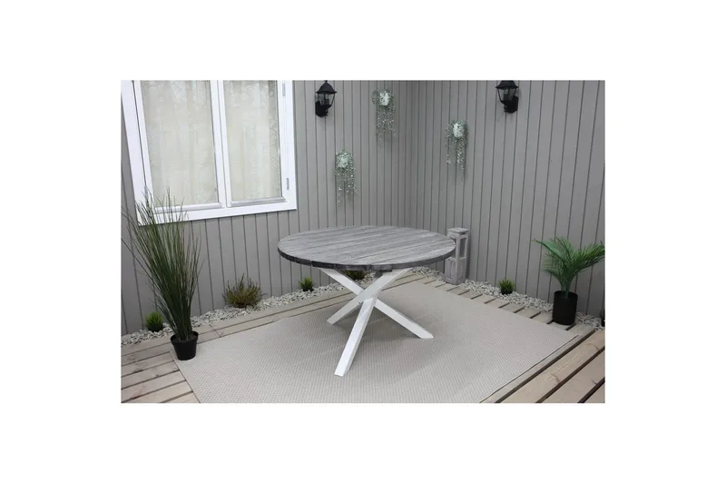 Utendørs Bord Scottsdale Round - Shabby Chic grå med hvite ben - Hagemøbler & utemiljø - Hagebord - Spisebord ute