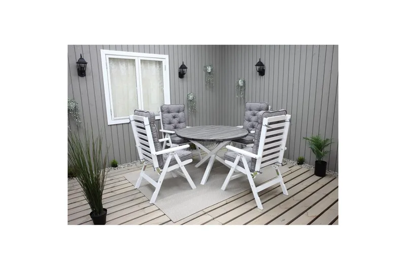 Utendørs Bord Scottsdale Round - Shabby Chic grå med hvite ben - Hagemøbler & utemiljø - Hagebord - Spisebord ute