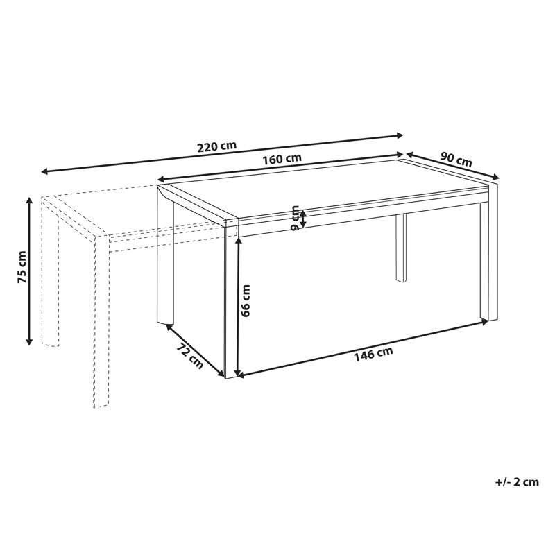 Uttrekkbart spisebord utendørs Binasco 160/220 cm - Beige/svart - Hagemøbler & utemiljø - Hagebord - Spisebord ute