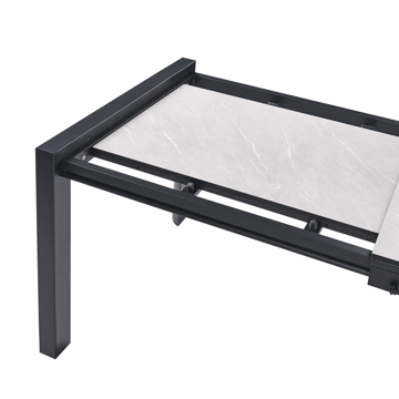 Uttrekkbart spisebord utendørs Binasco 160/220 cm - Beige/svart - Hagemøbler & utemiljø - Hagebord - Spisebord ute