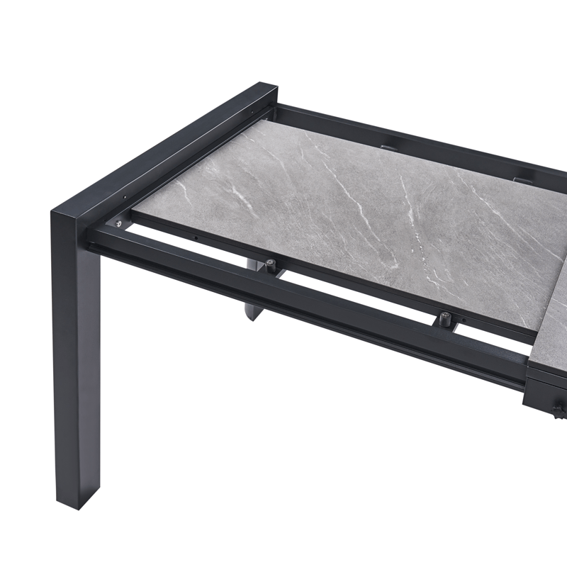 Uttrekkbart spisebord utendørs Binasco 90x160/220 cm - Grå/Svart - Hagemøbler & utemiljø - Hagebord - Spisebord ute