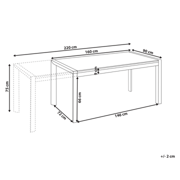 Uttrekkbart spisebord utendørs Binasco 90x160/220 cm - Grå/Svart - Hagemøbler & utemiljø - Hagebord - Spisebord ute