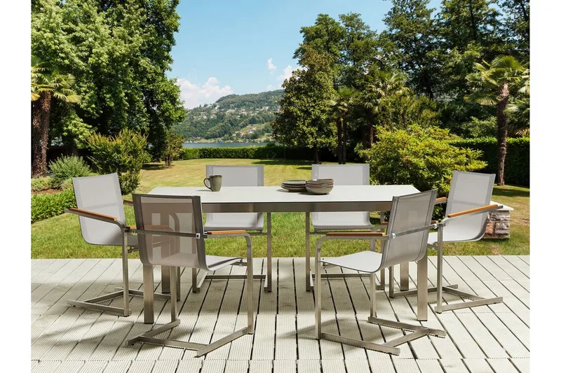 Zervo Spisebord 180x90 cm - Hvit/Sølv - Hagemøbler & utemiljø - Hagebord - Spisebord ute