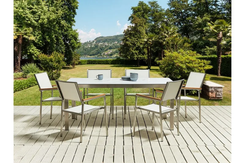 Zervo Spisebord 180x90 cm - Hvit/Sølv - Hagemøbler & utemiljø - Hagebord - Spisebord ute