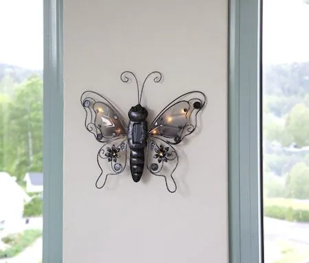 Butterfly solcelledekorasjon 39 cm, svart