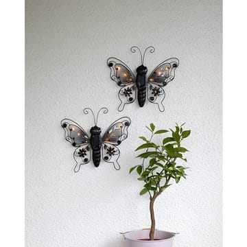 Butterfly solcelledekorasjon 39 cm - svart - Hagemøbler & utemiljø - Hagedekorasjon & utemiljø - Hagebelysning