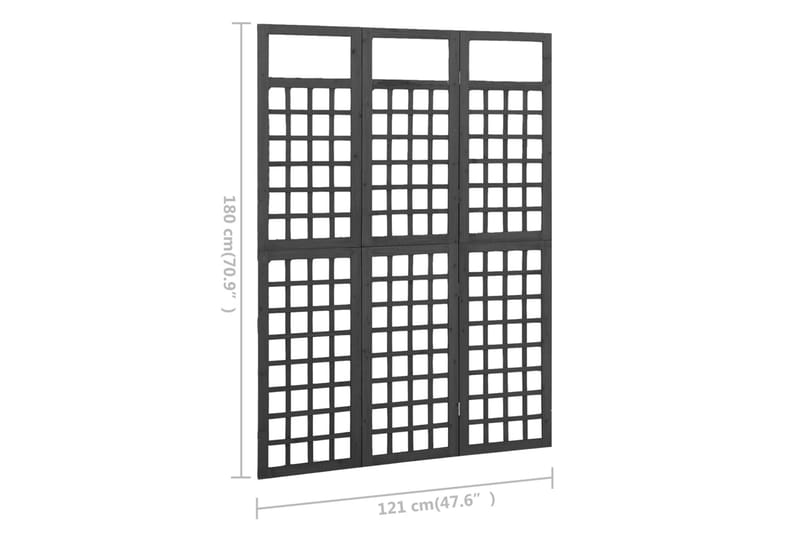 Romdeler/espalier 3 paneler heltre gran svart 121x180 cm - Svart - Espalier