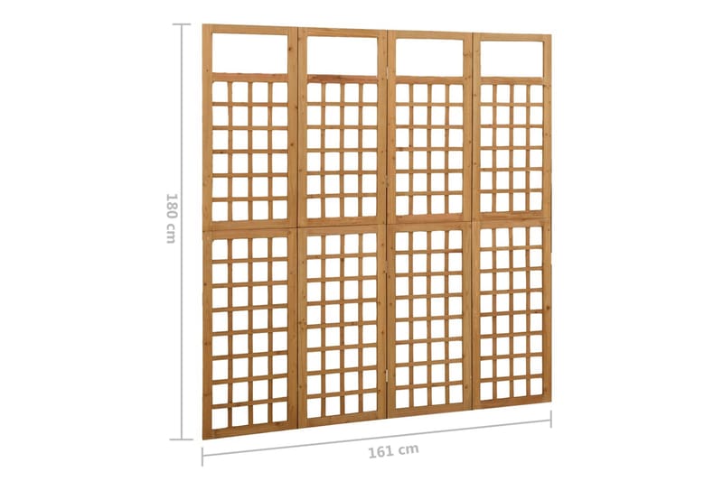 Romdeler/espalier 4 paneler heltre gran 161x180 cm - Brun - Espalier