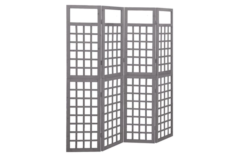 Romdeler/espalier 4 paneler heltre gran grå 161x180 cm - Grå - Espalier