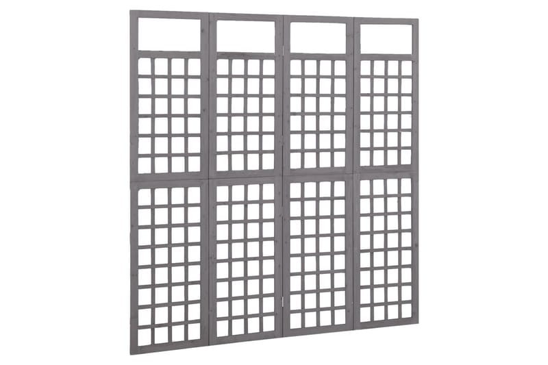 Romdeler/espalier 4 paneler heltre gran grå 161x180 cm - Grå - Espalier