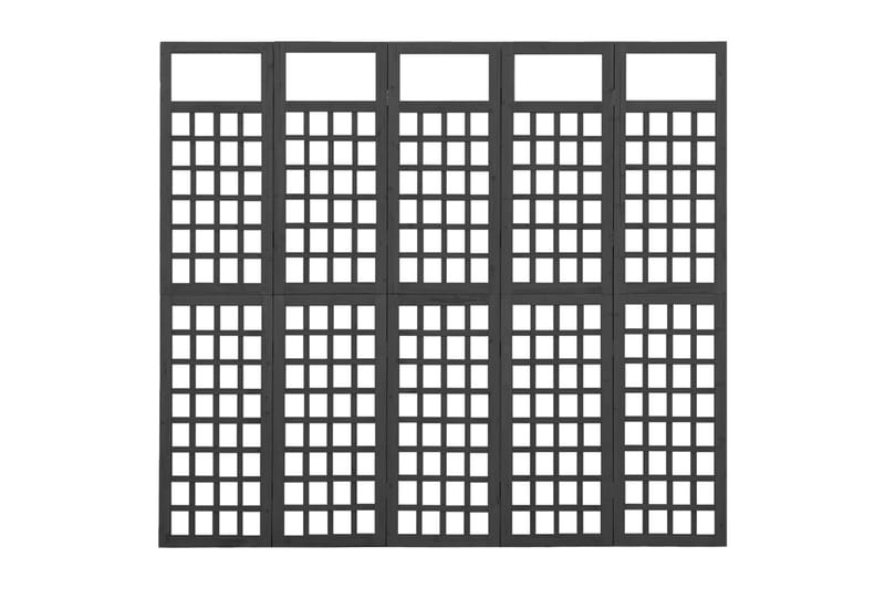 Romdeler/espalier 5 paneler heltre svart 201,5x180 cm - Svart - Espalier