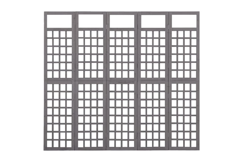 Romdeler/espalier 5 paneler heltre gran grå 201,5x180 cm - Grå - Espalier