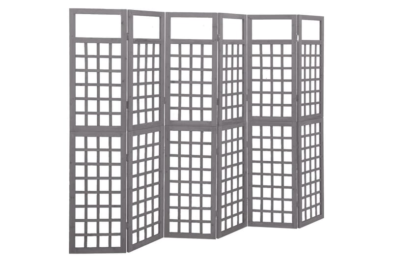 Romdeler/espalier 6 paneler heltre gran grå 242,5x180 cm - Grå - Espalier