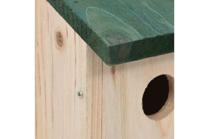 Fuglehus 4 stk tre 12x12x22 cm - Grønn|Beige - Fuglemater & holk