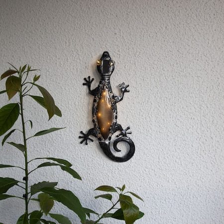 Gecko solcelledekorasjon 27 cm - svart - Hagemøbler & utemiljø - Hagedekorasjon & utemiljø - Hagebelysning