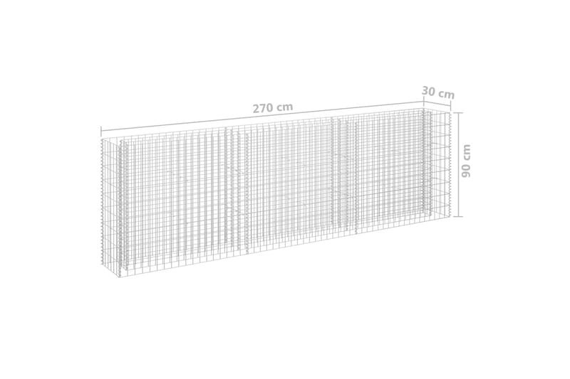 Gabion høybed galvanisert stål 270x30x90 cm - Gjerder & Grinder