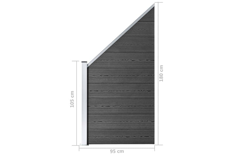 Gjerdepanel WPC 95x(105-180) cm svart - Svart - Gjerder & Grinder