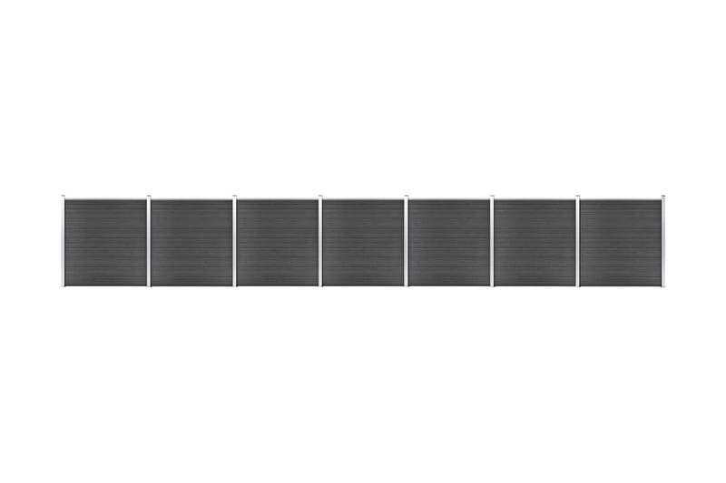Gjerdepanelsett WPC 1218x186 cm svart - Svart - Gjerder & Grinder