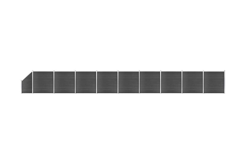 Gjerdepanelsett WPC 1657x(105-186) cm svart - Svart - Gjerder & Grinder