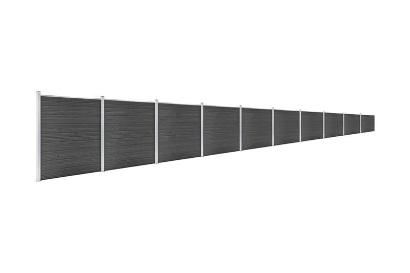 Gjerdepanelsett WPC 1737x186 cm svart - Svart - Gjerder & Grinder