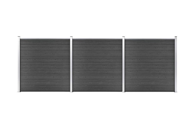 Gjerdepanelsett WPC 526x186 cm svart - Svart - Gjerder & Grinder