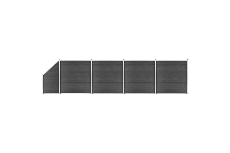 Gjerdepanelsett WPC 792x(105-186) cm svart - Svart - Gjerder & Grinder