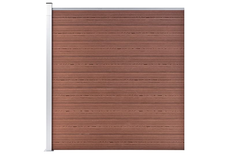 Gjerdesett WPC 10 firkantet + 1 slisset 1830x186 cm brun - Gjerder & Grinder