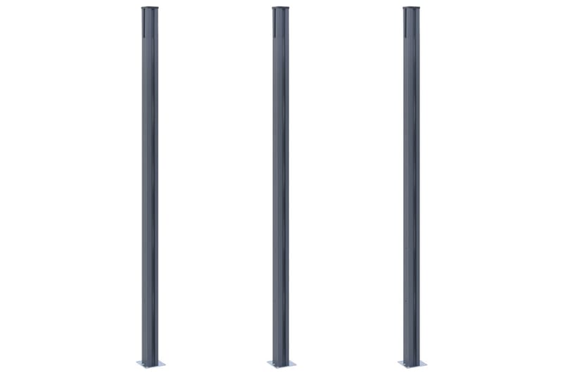 Gjerdestolper 3 stk mørkegrå 185 cm aluminium - Gjerder & Grinder