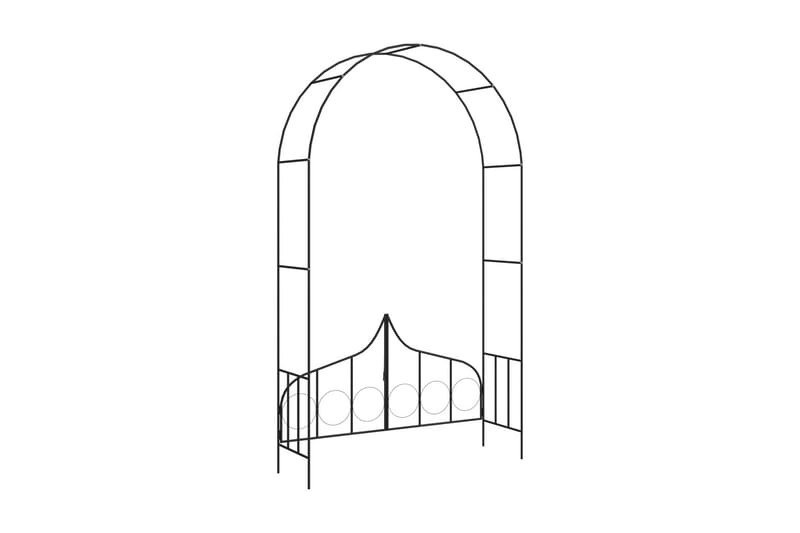 Hagebue med port svart 138x40x238 cm jern - Gjerder & Grinder