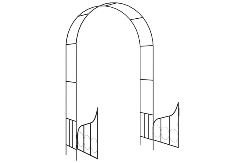 Hagebue med port svart 138x40x238 cm jern - Gjerder & Grinder