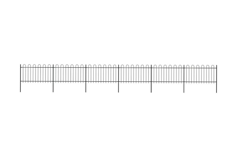 Hagegjerde med buet topp 10,2x1 m stål svart - Svart - Gjerder & Grinder