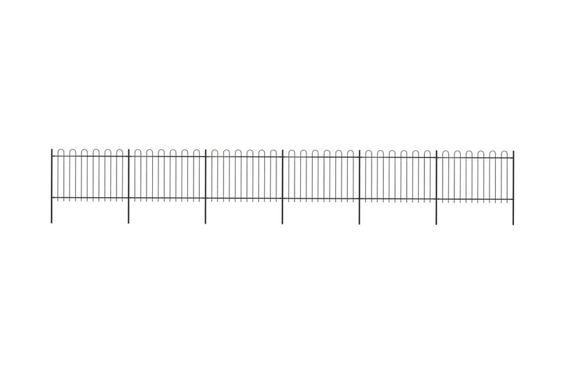 Hagegjerde med buet topp stål 10,2x1,2 m svart - Svart - Gjerder & Grinder